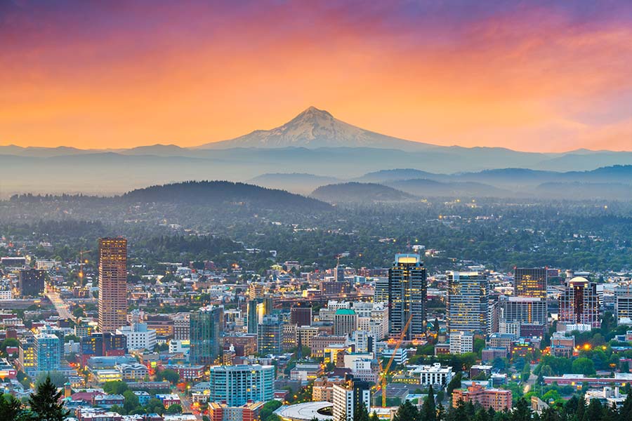 Contact - Scenic View of Downtown Portland, Oregon During Sunset